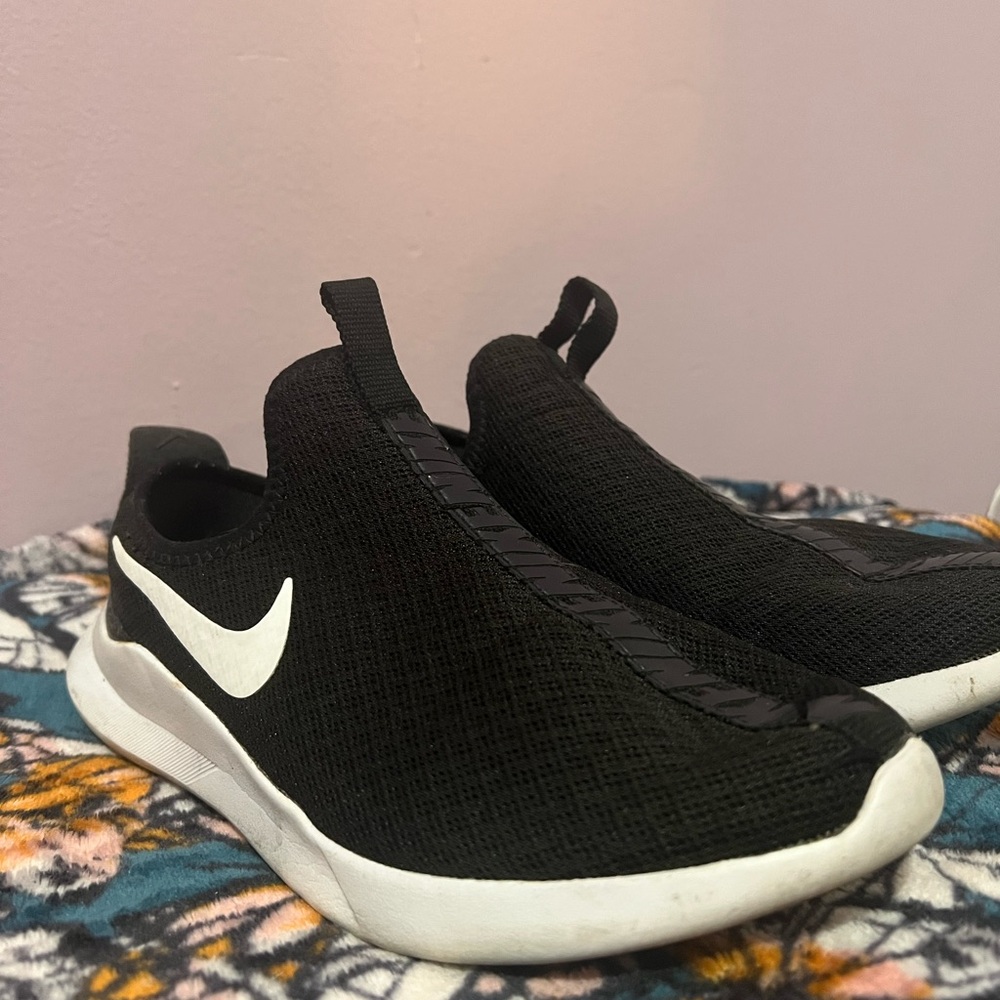 Nike Black and White Slip-On Shoes